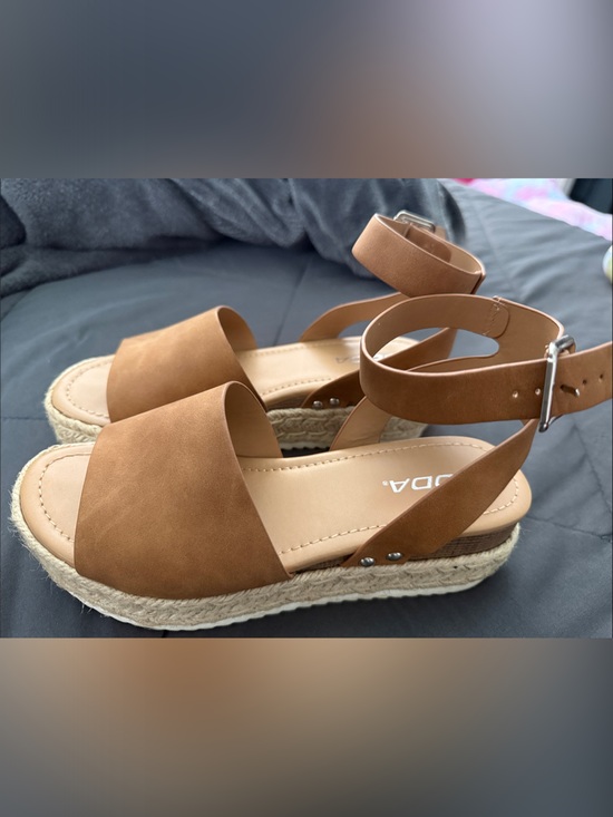 Soda Shoes - Soda Brown Espadrille Platform Sandals with Ankle Strap